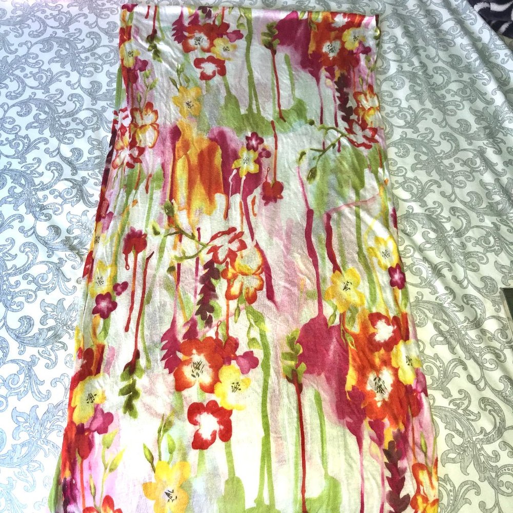 Floral silky scarf